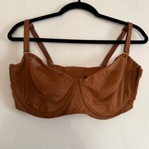 SKIMS | Brown Mesh Unlined Balconette Underwire Bra |  40DDDD